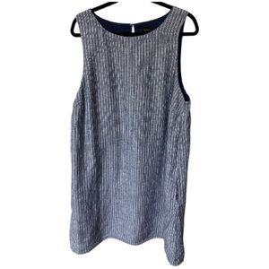 Quince 100% European Linen Tank Mini Dress Women’s Chambray Stripe XL